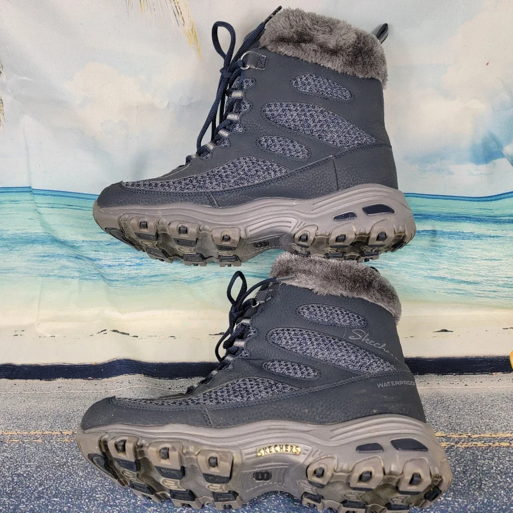 Skechers D Lites Bomb Cyclone Waterproof Winter Boots Womens 9